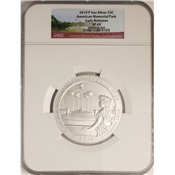 2019-P American Memorial Park 5 Ounce Silver Coin NGC SP69 Early Releases