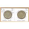 Image 1 : 1951 CANADIAN SILVER 50 CENT PIECES (2) - Narrow Date & Wide Date Types
