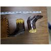 Image 3 : TWO GLASS COWBOY BOOTS & HANDMADE LEATHER POUCH