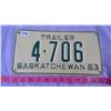 Image 1 : 1953 SASKATCHEWAN TRAILER LICENSE PLATE