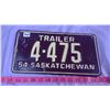 Image 1 : 1954 SASKATCHEWAN TRAILER LICENSE PLATE