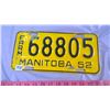 Image 1 : 1952 MANITOBA FARM LICENSE PLATE