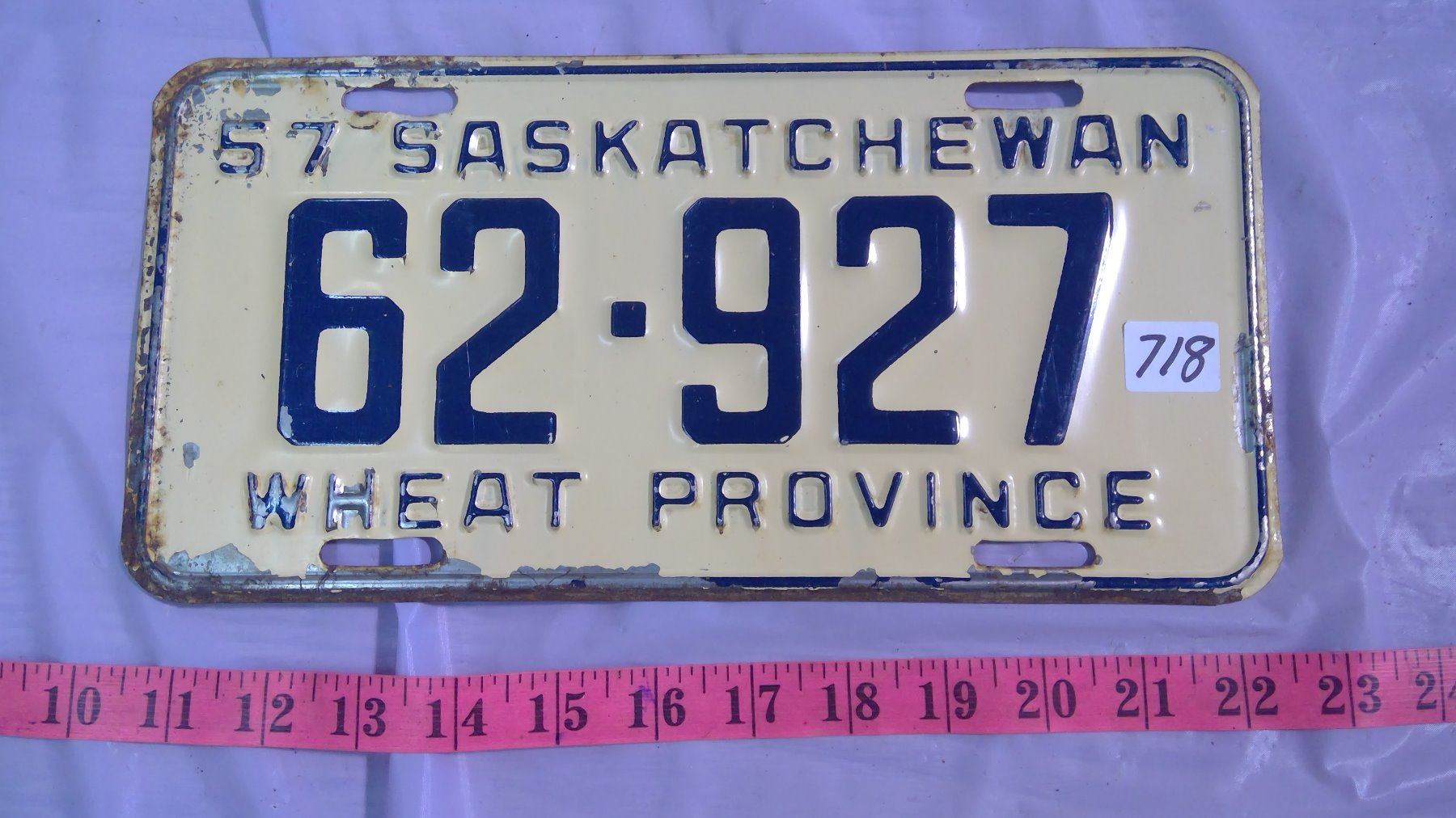 1957 SASKATCHEWAN LICENSE PLATE Schmalz Auctions