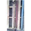 Image 2 : PROJECTOR SCREEN, LEATHER BOUND SKI POLES, ANTIQUE WOODEN HANDLE
