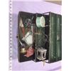 Image 2 : old fishing tacklebox with 2 reels and some hooks inside