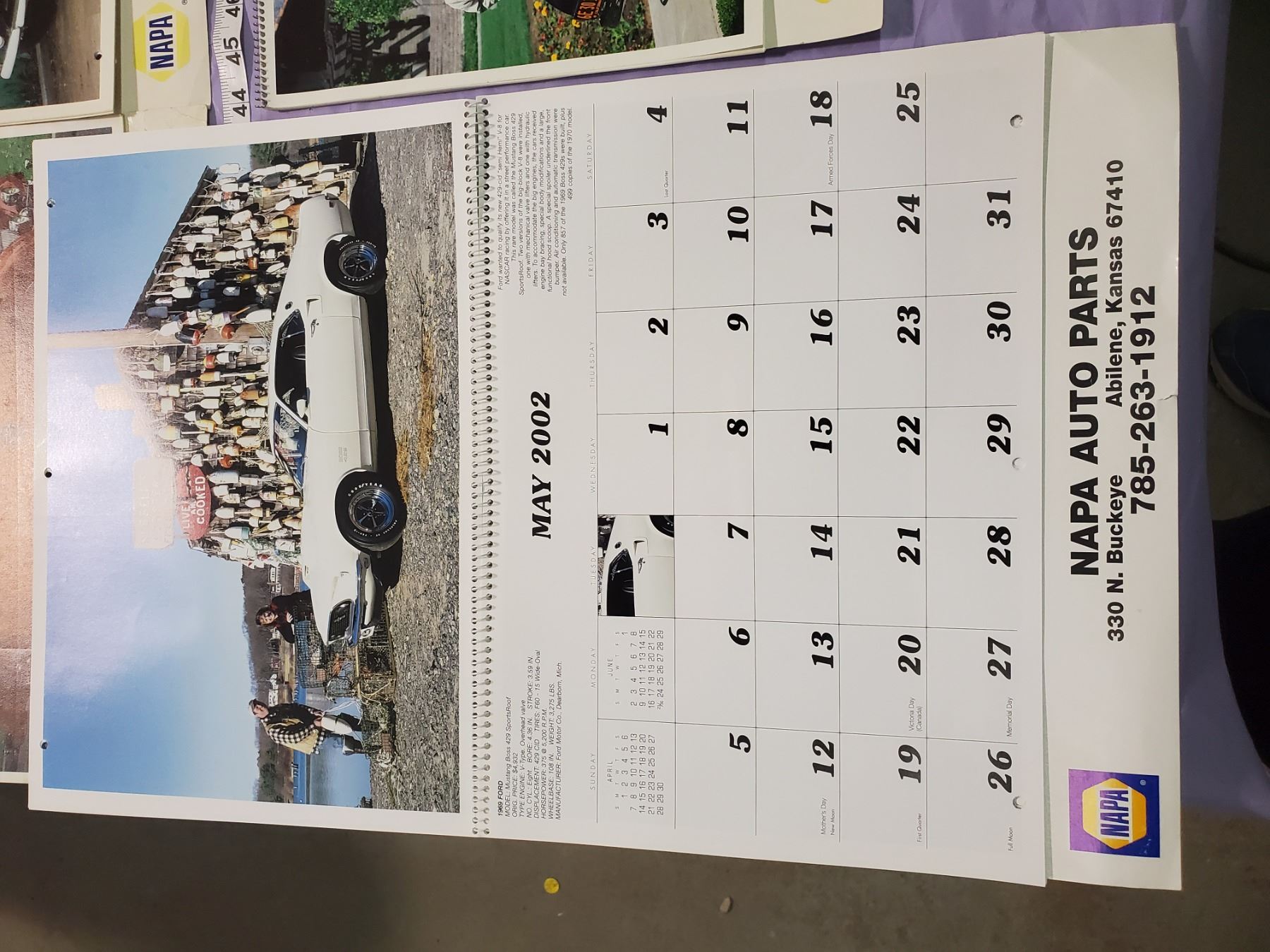 lot of 4 old NAPA parts calendars 1986, 1989, 1990, 2002