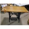 Image 1 : SINGER OAK TOP CAST BASE TABLE 36" X 20"