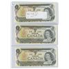 Image 1 : 3 1973 Canadian $1 bills, uncirculated
