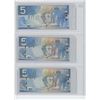 Image 2 : Lot of 3 uncirculated Canadian $5 bills (2002, 2X 2006)