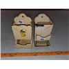 Image 1 : 2 MATCHBOX HOLDERS, METAL COMES WITH MATCHES 1 PRIMITIVE WOODEN