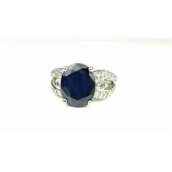 20CAI-11 BLUE SAPPHIRE & DIAMOND RING