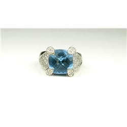 20CAI-32 BLUE TOPAZ & DIAMOND RING