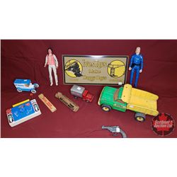Box Lot - Toy Theme : Fisher Price, TV Radio, Toy Gun, Toy Trucks, Train Whistle, Repro Ives Toys Ti