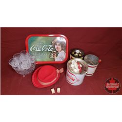 Box Lot - Red & White Theme : Toothpick Dispenser, Flour Sifter, S&P Set, Crystal Bowl & Goblets, Co