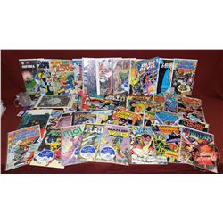 Tray Lot : Comic Books (54) (DC, Marvel, Charleton, Archie, Epic, etc!) + McDonald's Glass Cup