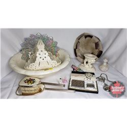 Ceramic Basin, Basket Dish, Soap Dish, Ladies Hat, Dresser Set, Compact/Lighter Set, Butter Knife, P