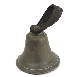 Antique Cast Iron Handbell w/ Leather Strap