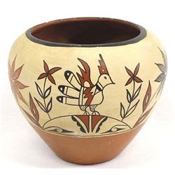 Large Jemez Polychrome Pottery Bowl by C.C. Tosa