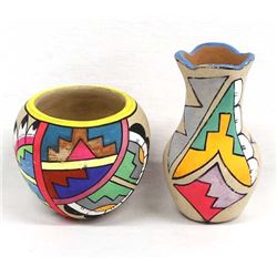 2 Pieces of Historic Tesuque Poster Paint Pottery
