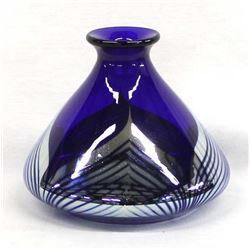 Correira Cobalt Blue and Silver Art Glass Vase