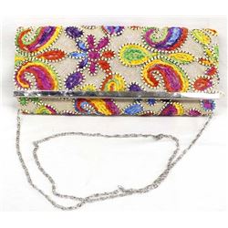 Embroidered Velvet Flower Clutch Purse