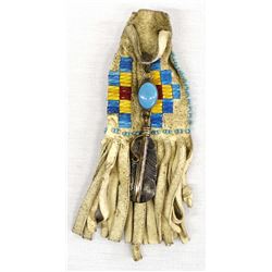Vintage Woodlands Quill, Bead, Leather Fetish Bag