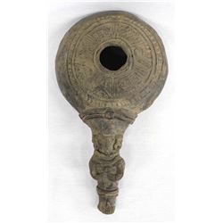 Pre Columbian Pottery Seed Jar with Effigy Handle