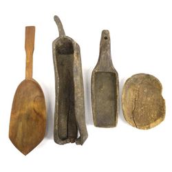 4 Antique Carved Wood Dippers