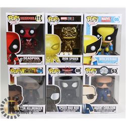 LOT OF 6 ASSORTED FUNKO POP VINYL FIGURES.