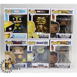 LOT OF 6 ASSORTED FUNKO POP VINYL FIGURES.