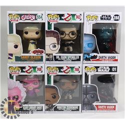 LOT OF 6 ASSORTED FUNKO POP VINYL FIGURES.