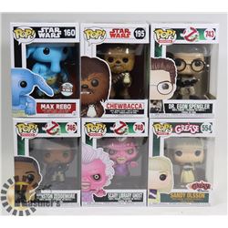 LOT OF 6 ASSORTED FUNKO POP VINYL FIGURES.