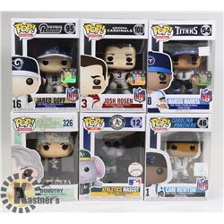 LOT OF 6 ASSORTED FUNKO POP VINYL FIGURES.