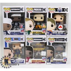LOT OF 6 ASSORTED FUNKO POP VINYL FIGURES.