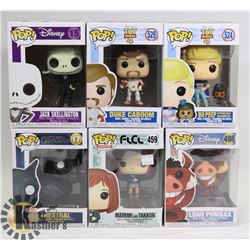 LOT OF 6 ASSORTED FUNKO POP VINYL FIGURES.