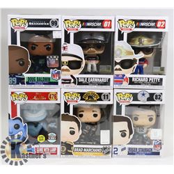 LOT OF 6 ASSORTED FUNKO POP VINYL FIGURES.
