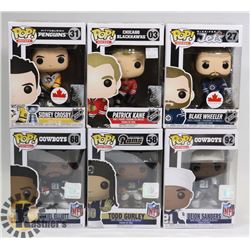 LOT OF 6 ASSORTED FUNKO POP VINYL FIGURES.
