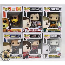 LOT OF 6 ASSORTED FUNKO POP VINYL FIGURES.