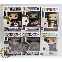 LOT OF 6 ASSORTED FUNKO POP VINYL FIGURES.