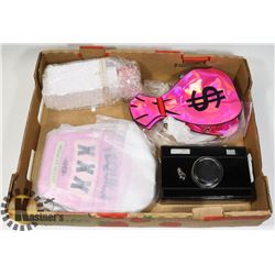 LOT OF 4 "BLING" PURSES INCL CASH, TEQUILA,