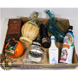 FLAT WITH ASSORTED COLLECTIBLES ALCOHOL BOTTLES