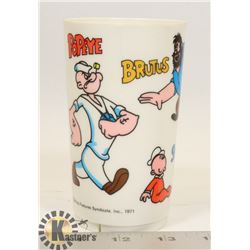 POPEYE RARE PLASTIC CUP - 1971 -