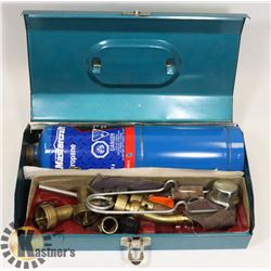 METAL TOOL BOX WITH PROPANE TORCH