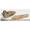Image 1 : TWO SOAPSTONE SCULPTURES - LOON AND MAN