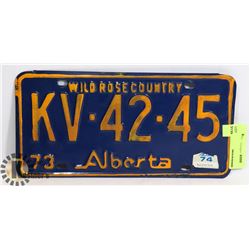 1973 ALBERTA LICENSE PLATE