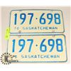 Image 1 : LOT OF 2 SASKATCHEWAN  1976 PLATES