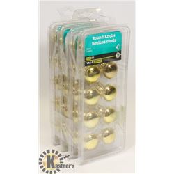 4 NEW PACKS OF 10 BRASS KNOBS