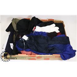 FLAY OF ASSORTED LADIES HATS, SCARVES AND PAIR