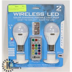 NEW 2PC WIRELESS LED COLOUR CHANGING PORTABLE