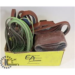 BOX OF ASSORTED SANDING BELTS